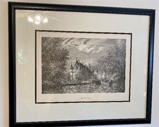 French castle engraved print.
