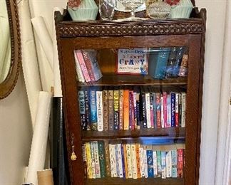 Beautiful antique glass front bookcase with mirror.