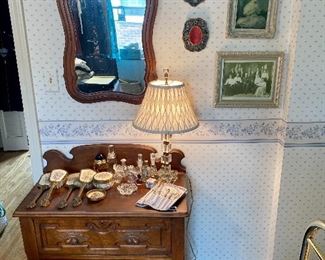 Beautiful antique dresser and mirror.