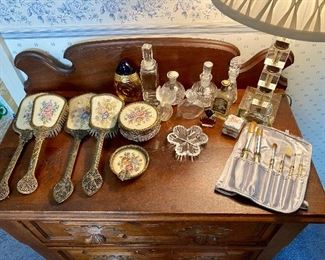 Dresser sets and perfume bottles.