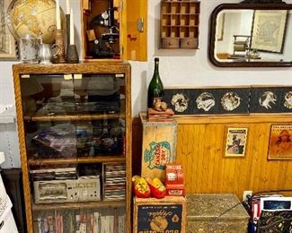 Vintage stereo equipment & cabinet.