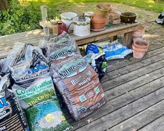 Garden supplies & terra cotta pots.