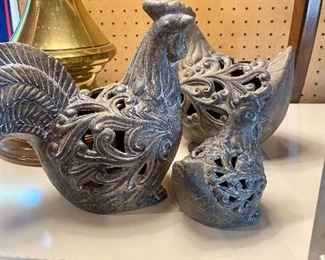 Set of 3 chicken candle holders.
