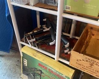 Garage organizers & car bike rack.