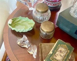 Baccarat Crystal cat figurine and other decor.