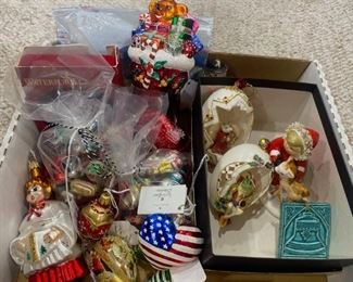 Christmas ornaments including miniature vintage, Radko & Waterford.