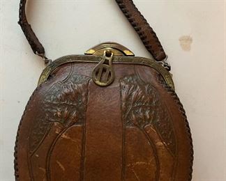 Leather purse hand tooled