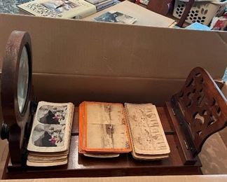 Antique Stereoscope with stereoscope cards