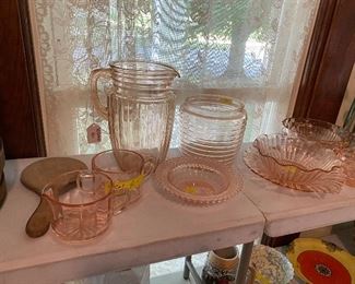 Pink depression glass
