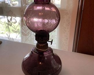 Twinkle purple glass oil lamp—rare!