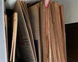 Box of vintage newspapers