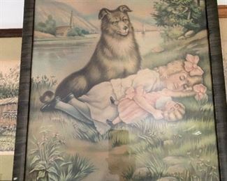 Vintage girl with a dog print