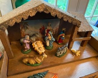 Italian plaster nativity set.