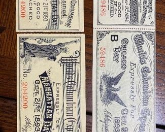 1893 World's Columbia Exposition unused tickets in pristine condition.