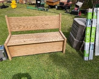 Wooden bench with storage