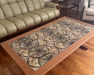 Mid Century Modern Tile Top and Teak Coffee Table