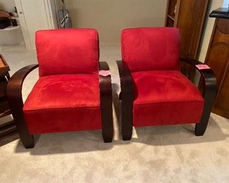 Pair of Red microfiber arm chairs