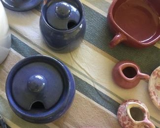 Additional Bybee Pottery candleholders,  honey pots and serving pieces. 