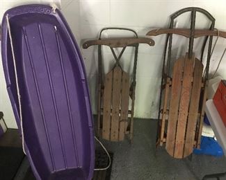Go sledding today’s way or old school with either a plastic model or vintage wood ones with metal runners. 