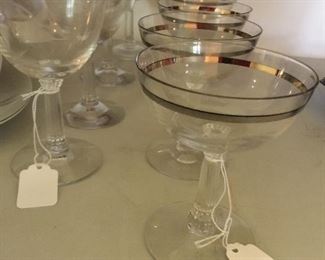 Platinum-rimmed stemware teams well with many dinnerware styles. 