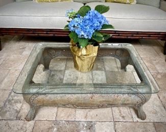 Coffee table made from antique stove base 