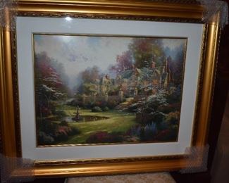 Gardens Beyond Spring Gate (small)  by Artist Thomas Kincade, 1998 canvas size 18" x 24", Offset Lithograph in color on premium paper. Signed with the Artist's DNA matrix signature   authentication system and numbered.