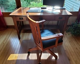 Mission style cherry desk and chair $200