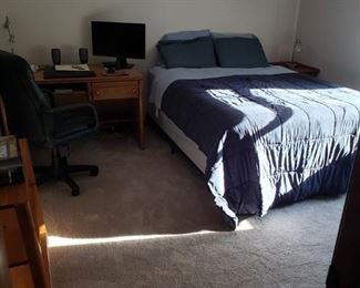 queen bed with mattress, box spring and metal frame $50