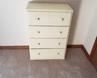wooden dresser painted off white, 4 drawers $25