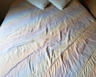 queen bed (mattress  & box spring) $50, comforter $10