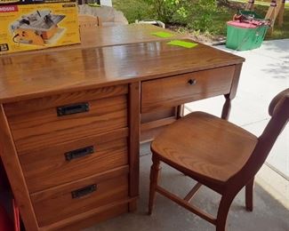 Wooden desk & chair, $50