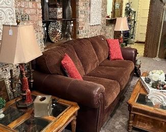 Leather, hobb nails and fabric beautiful sofa
