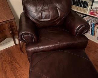 Leather like chair and ottoman