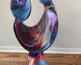 $4000 Dino Rosin Glass Sculpture. Murano, Italy.  27”h.  Base about 11”w. 
