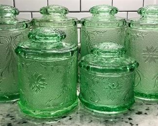 Green Glass Canister Set
