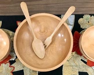Wooden Bowl and Utensil Set