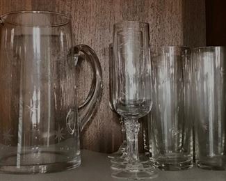 Etched Star Glass Set