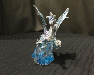 Franklin Mint BlueSilver Toned Dragon