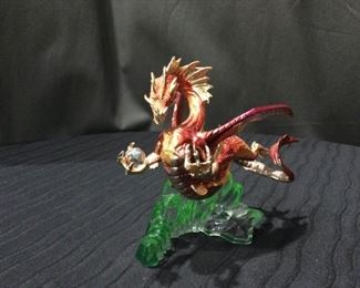 Franklin Mint Orange And Red Dragon