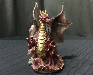 Purple And Gold Toned Dragon Figurine
