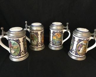 Villeroy Boch W. Germany Heinrich Richard Wagner Siegfried Inlaid Lidded Steins