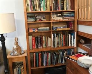 Shelves, tables, lamps, books, games