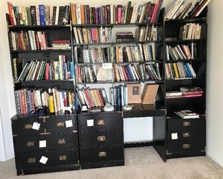 Lots of books, desk set