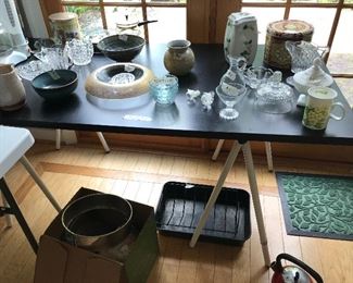 Kitchen items, black table