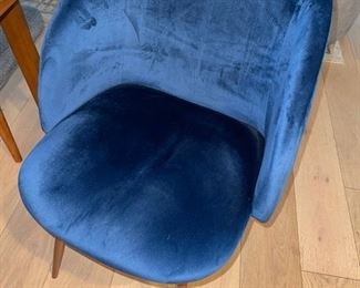 2 Blue Velvet Dining Chairs
