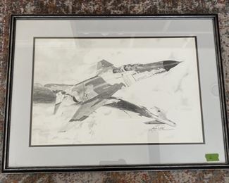 Famed Signed Ltd. Ed. Print of US Air Force F-4
Phantom II Fighter Jet 392/500 by Joe Plummer, 1982