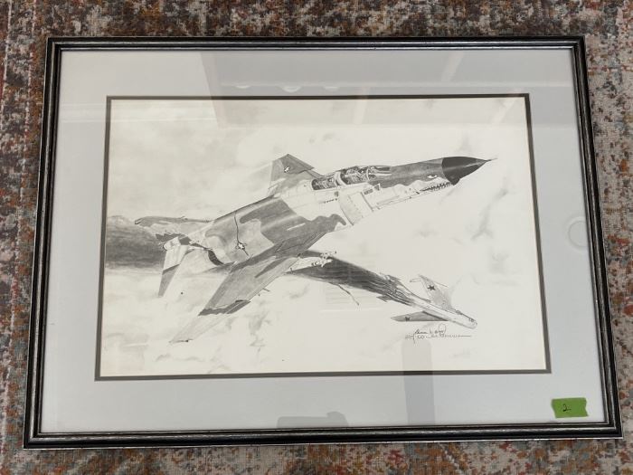 Famed Signed Ltd. Ed. Print of US Air Force F-4
Phantom II Fighter Jet 392/500 by Joe Plummer, 1982