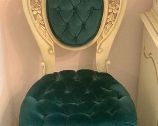 Green tufted dining chairs