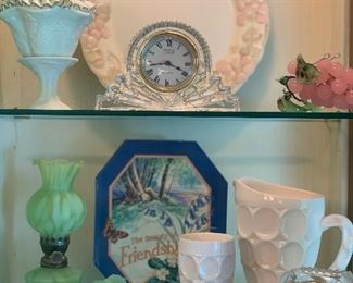 Pink milk glass, rose quartz and jade grapes! 