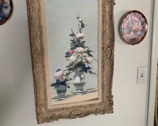 Oil on linen. Two Vases w/Flowers by Andre Gisson (USA 1921-2003). Appraised at $1800.